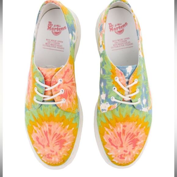 Dr. Martens 5 White Green Blue V Lester MTD Oxfords Tie-Dye Canvas Upper Lace-Up - Picture 2 of 12